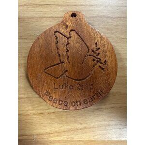 Handcrafted Wooden Ornament With Dove & Luke 2:14 Peace On Earth Engraving